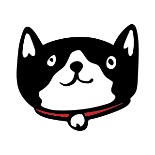 doodle-style black and white cat face illustration
