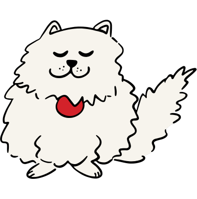 a doodle-style fluffy dog illustration