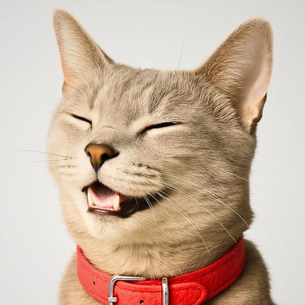 portrait-of-a-relaxed-cat-wearing-a-red-collar-600px-sq-1 portrait of a happy cat wearing a red collar